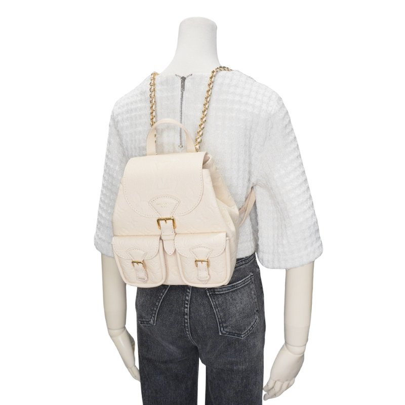 Louis Vuitton 展示品 壓紋牛皮後背包(M47106-奶油色)-5