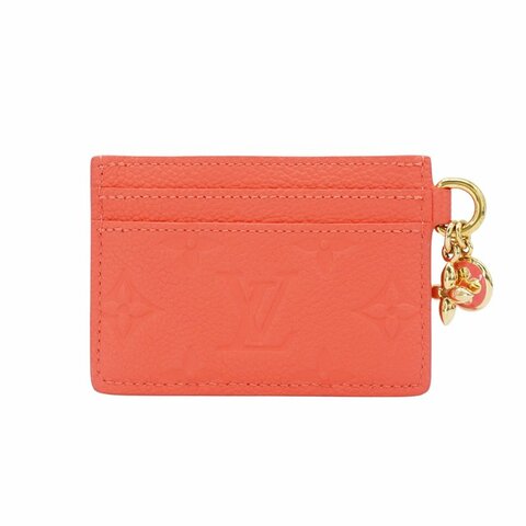 Louis Vuitton 壓紋牛皮4卡卡夾(M13647-粉橘)
