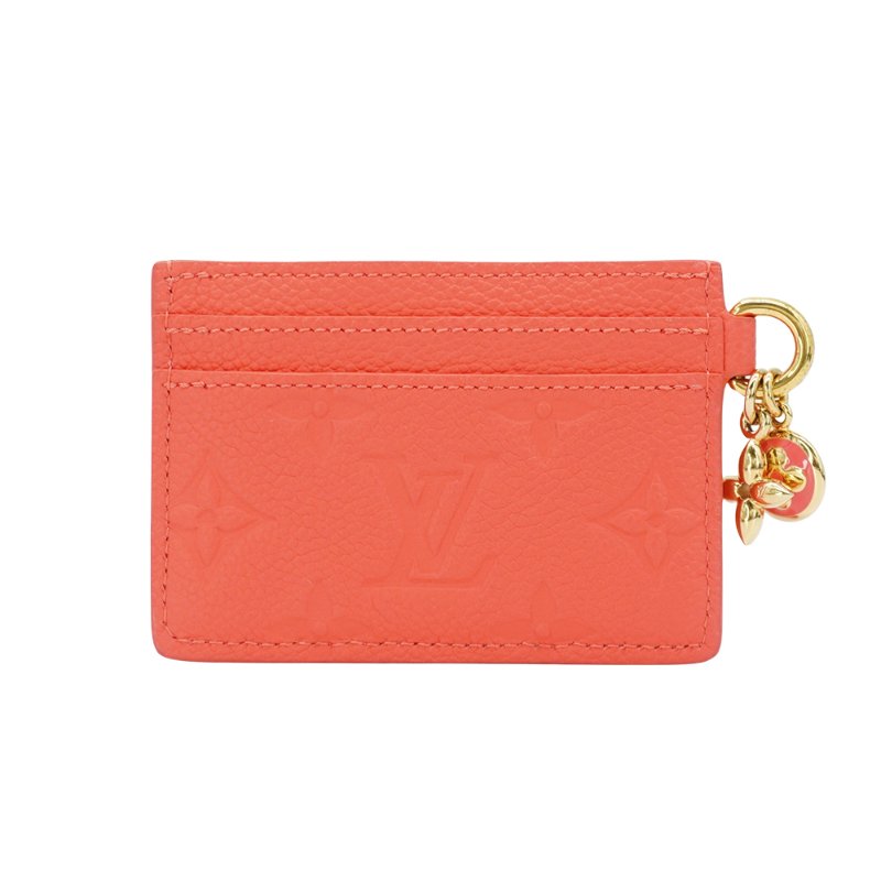 Louis Vuitton 壓紋牛皮4卡卡夾(M13647-粉橘)-0