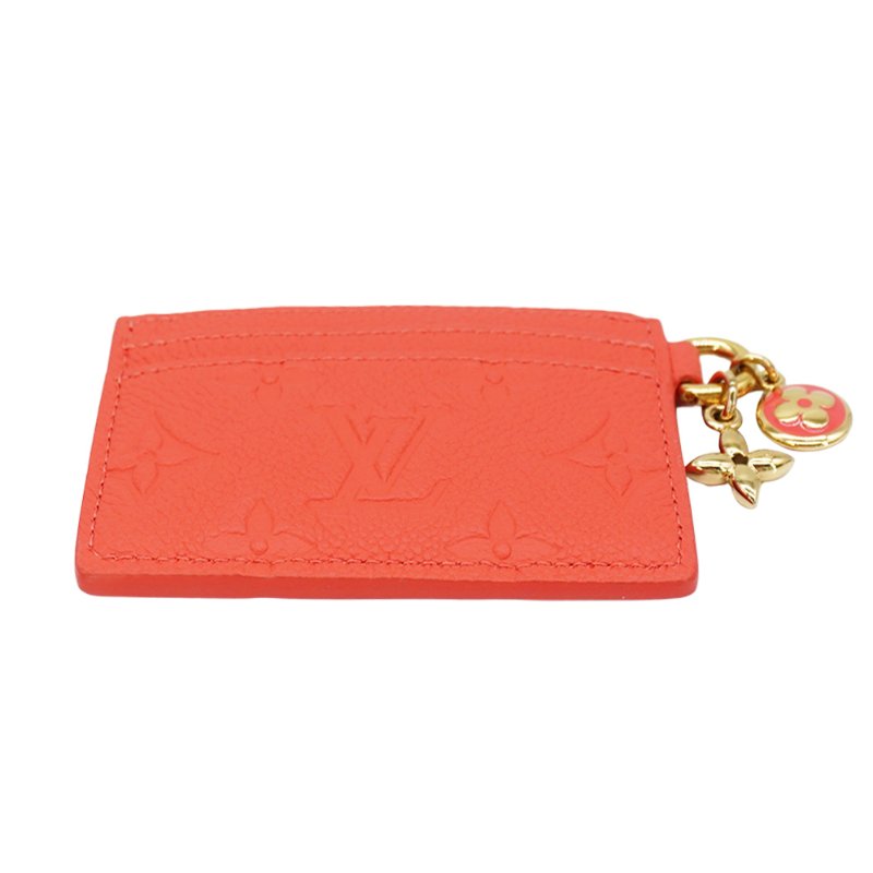 Louis Vuitton 壓紋牛皮4卡卡夾(M13647-粉橘)-3