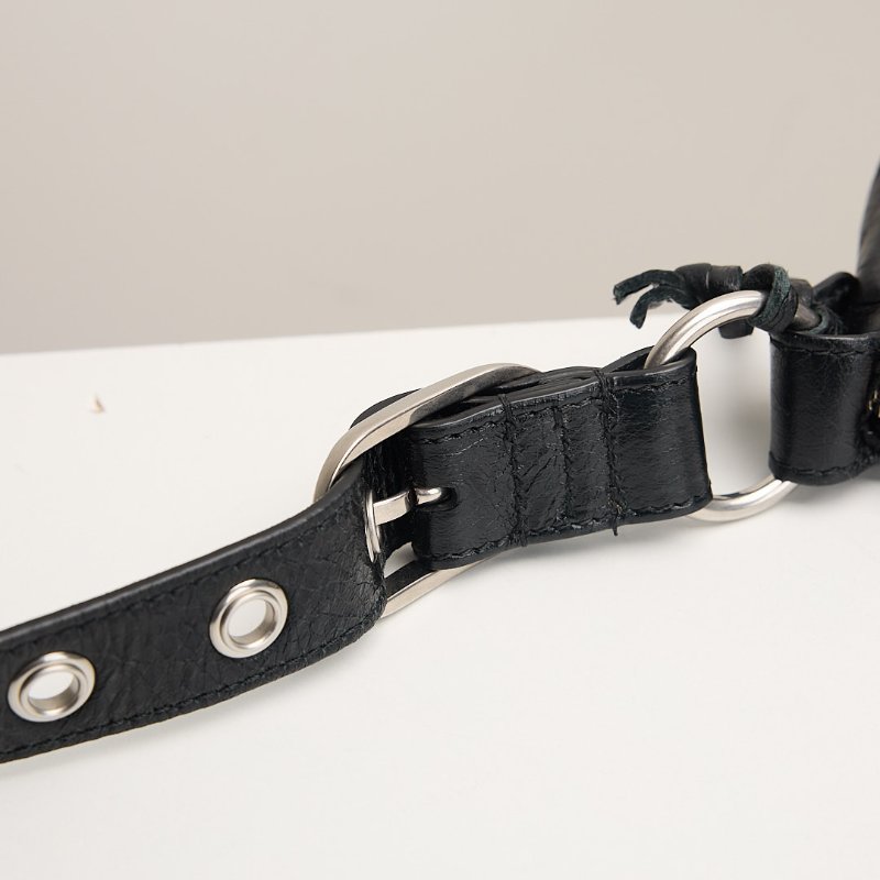 二手Balenciaga Le cagole 油蠟皮半月包 s 黑銀-9