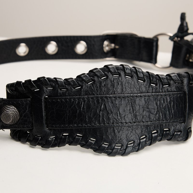 二手Balenciaga Le cagole 油蠟皮半月包 s 黑銀-20