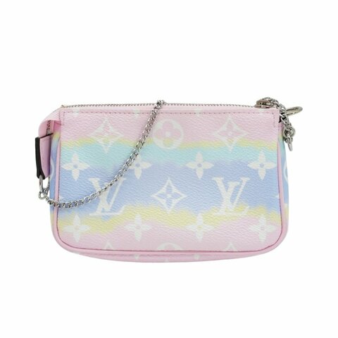 Louis Vuitton Escale 展示品 紮染帆布印花迷你銀鍊小包(M69269-粉)