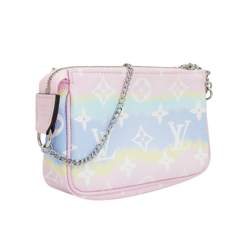 Louis Vuitton Escale 展示品 紮染帆布印花迷你銀鍊小包(M69269-粉)-1