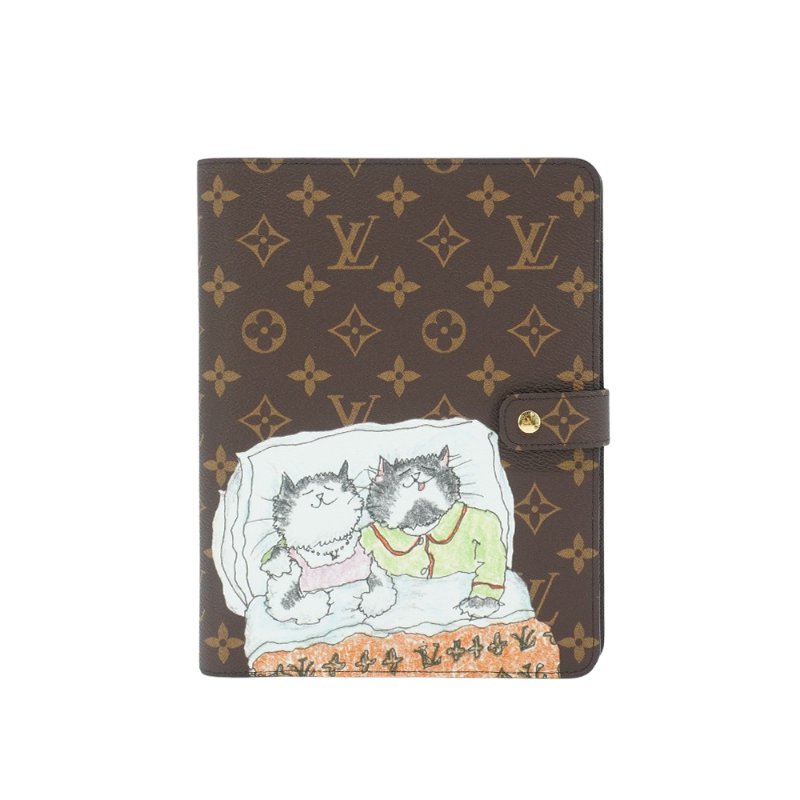 Louis Vuitton 貓咪印花 Desk 記事本封套-MM(GI1395-咖)-0