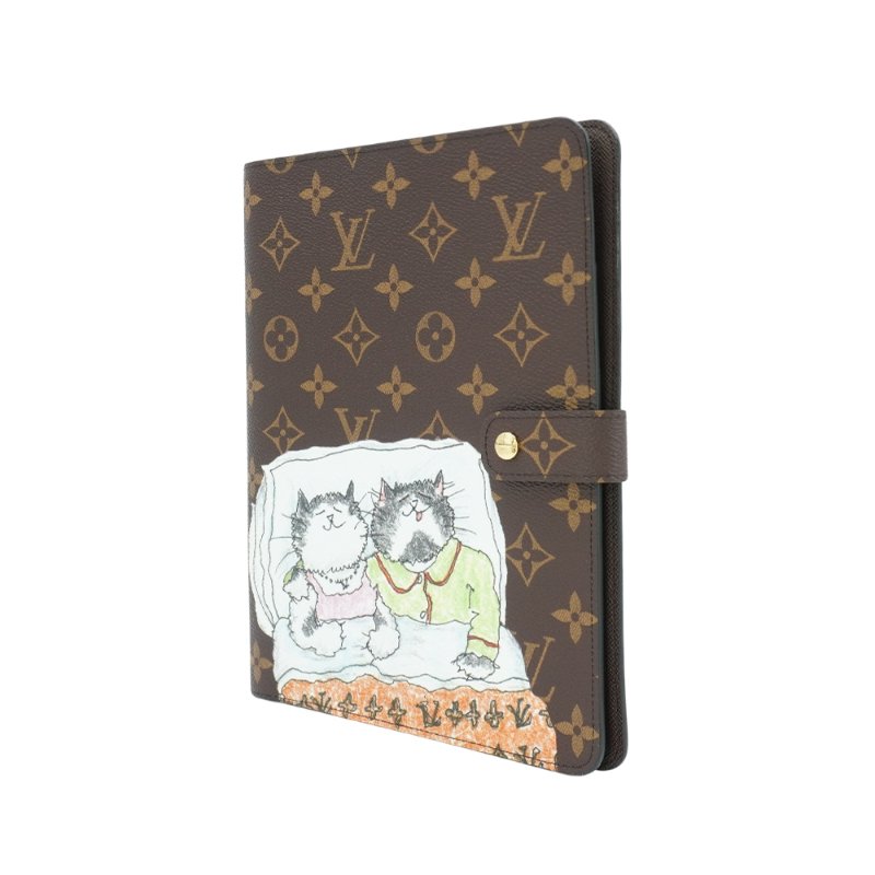 Louis Vuitton 貓咪印花 Desk 記事本封套-MM(GI1395-咖)-1