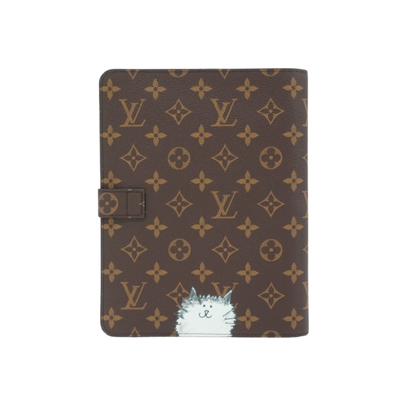 Louis Vuitton 貓咪印花 Desk 記事本封套-MM(GI1395-咖)-2