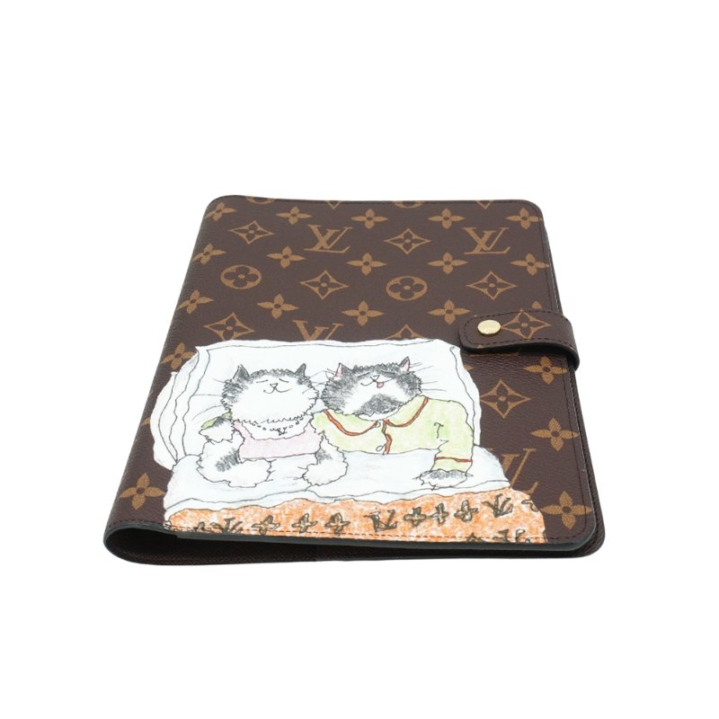 Louis Vuitton 貓咪印花 Desk 記事本封套-MM(GI1395-咖)-3
