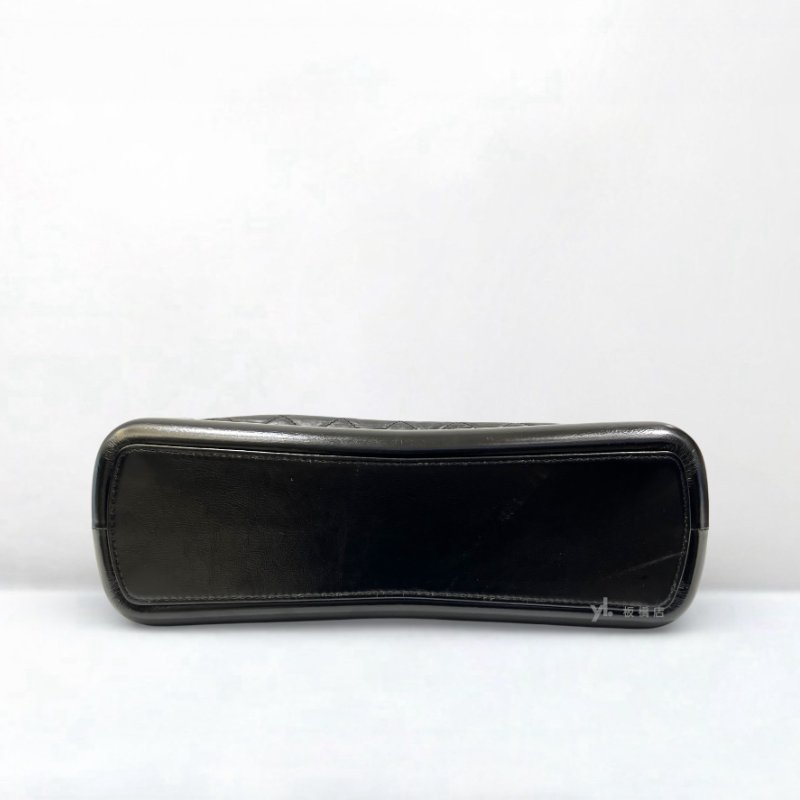 S5181-Chanel 黑復刻牛皮菱格三色鏈手提斜背流浪托特包-4