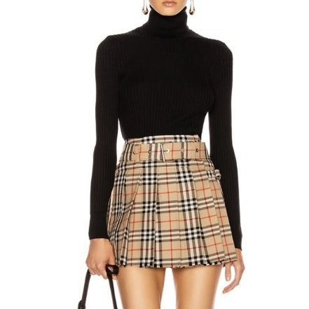 40號 ::BURBERRY:: 經典卡其色格紋百褶裙-0