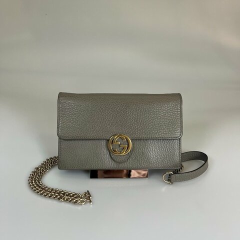 GUCCI 615523 灰SOHO 鐵牌肩背包