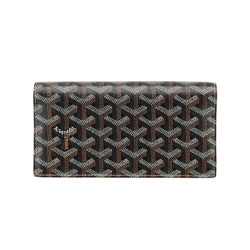 Goyard Richelieu 印花皮革對開扣式長夾(黑/棕)-0