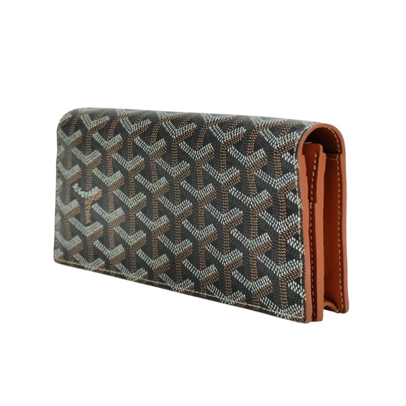 Goyard Richelieu 印花皮革對開扣式長夾(黑/棕)-1