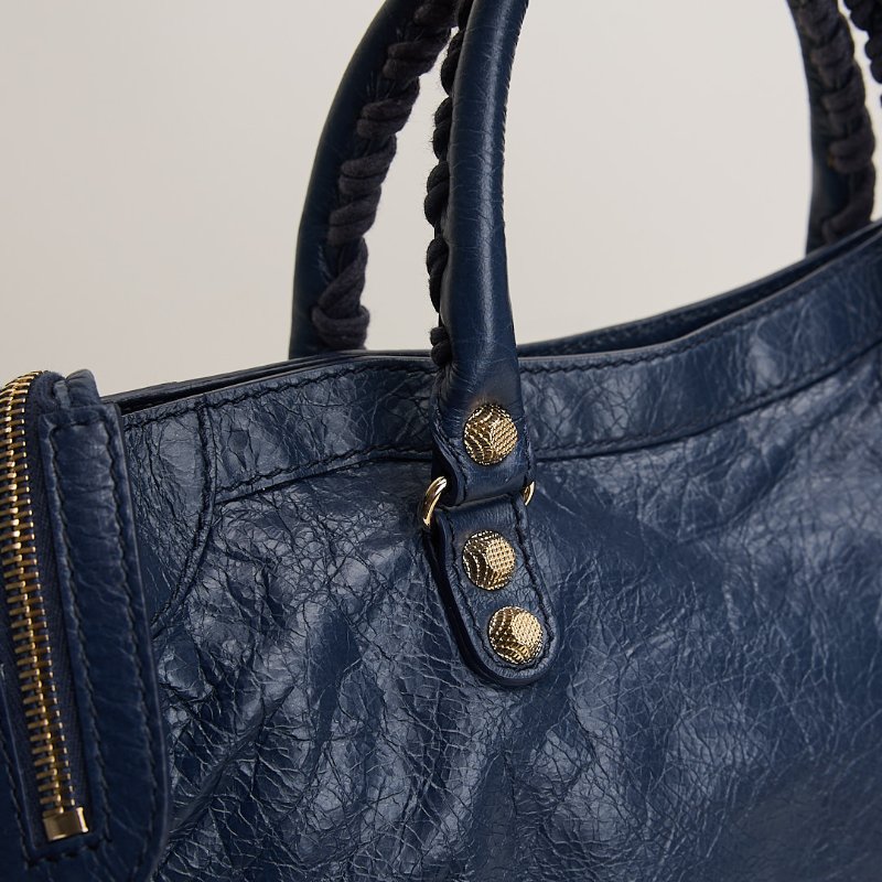 二手Balenciaga giant city機車包/小號 深藍色-5