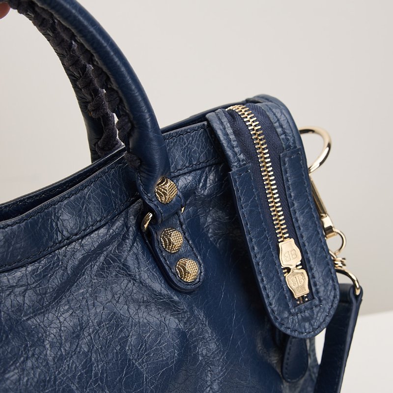 二手Balenciaga giant city機車包/小號 深藍色-6