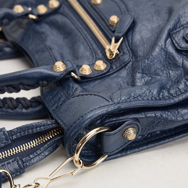 二手Balenciaga giant city機車包/小號 深藍色-7