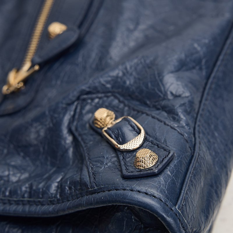 二手Balenciaga giant city機車包/小號 深藍色-8