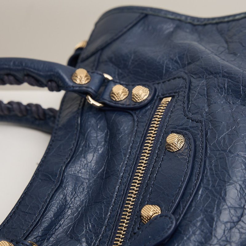 二手Balenciaga giant city機車包/小號 深藍色-9