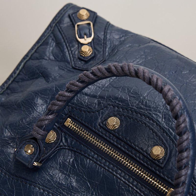 二手Balenciaga giant city機車包/小號 深藍色-10