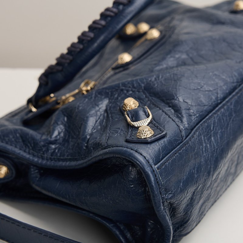 二手Balenciaga giant city機車包/小號 深藍色-11