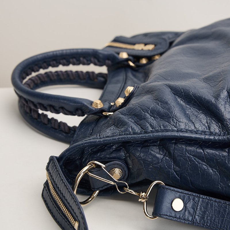 二手Balenciaga giant city機車包/小號 深藍色-15