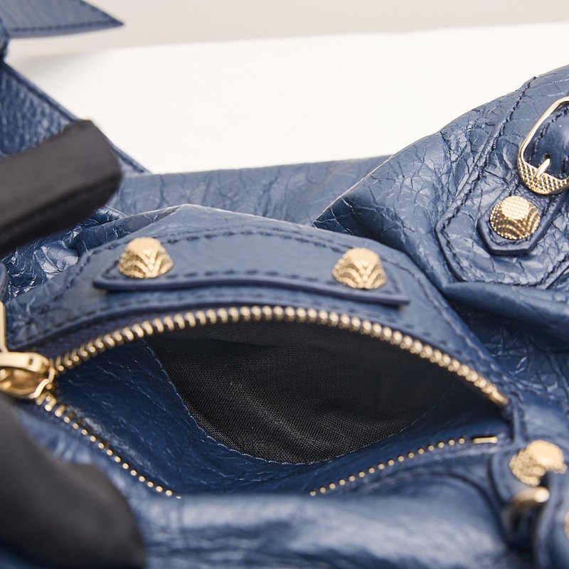 二手Balenciaga giant city機車包/小號 深藍色-16