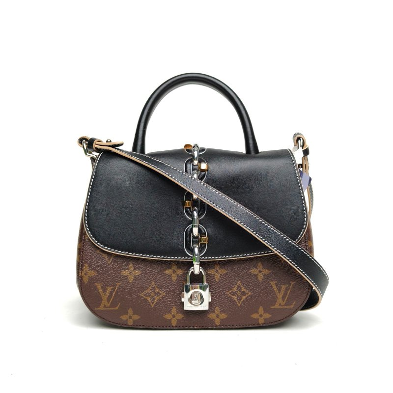 LOUIS VUITTON CHAINIT鎖頭包老花PVC金銀扣2017肩背包-0