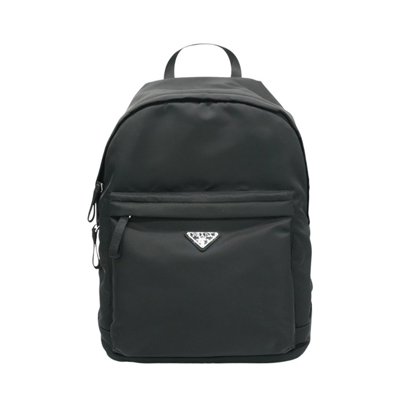 Prada 再生尼龍銀三角logo後背包(2V066A-黑)-0