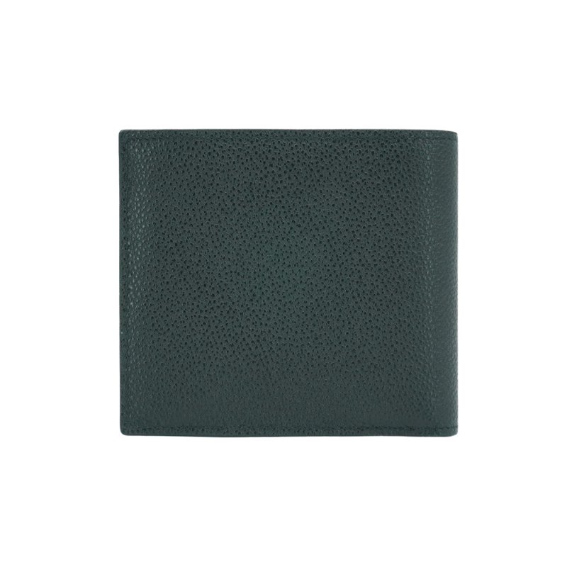 Prada 銀色三角logo荔紋牛皮對折零錢袋短夾(黑)-2