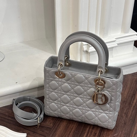 DIOR 灰銀黛妃包5*5 舊版