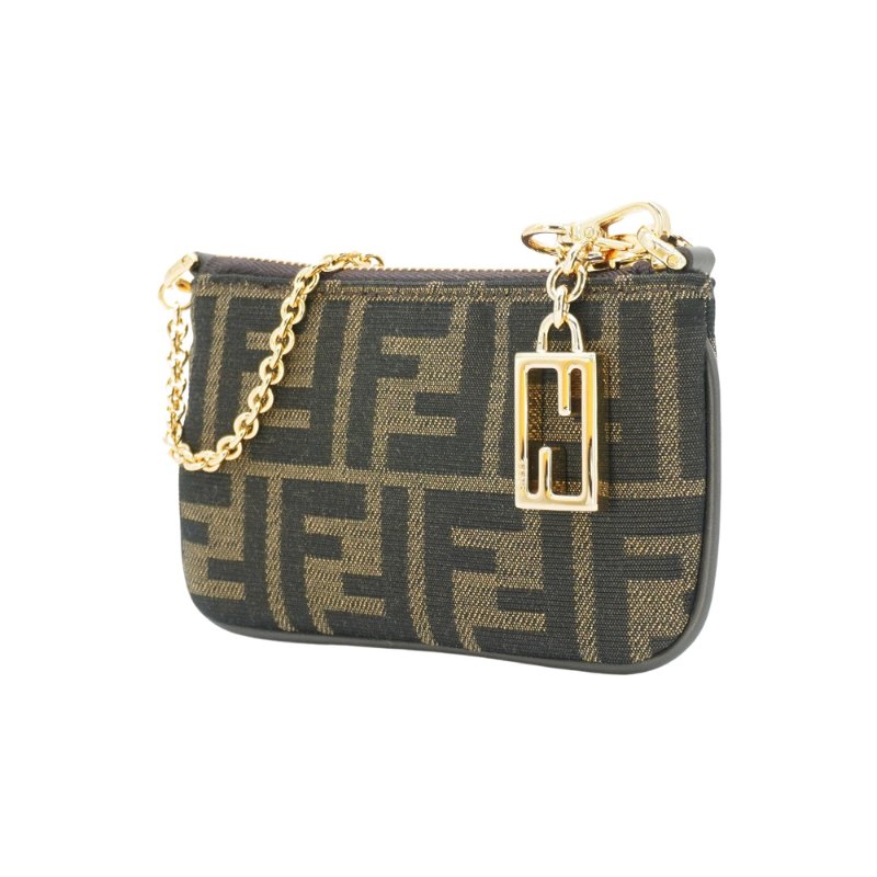 Fendi Baguette 緹花布迷你手提包(8M0535-咖)-1
