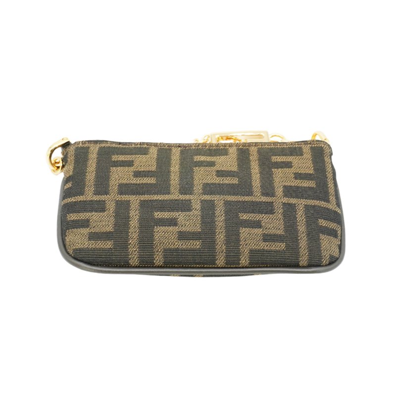 Fendi Baguette 緹花布迷你手提包(8M0535-咖)-3
