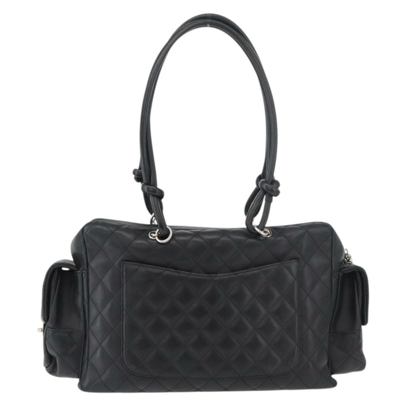 【日本直送】香奈兒 Cambon 系列絎縫波士頓包，黑色銀色雙C標誌皮革，正品編號 159886SAV-1