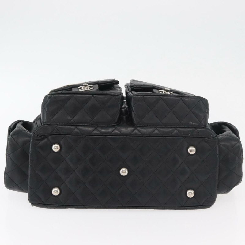 【日本直送】香奈兒 Cambon 系列絎縫波士頓包，黑色銀色雙C標誌皮革，正品編號 159886SAV-4