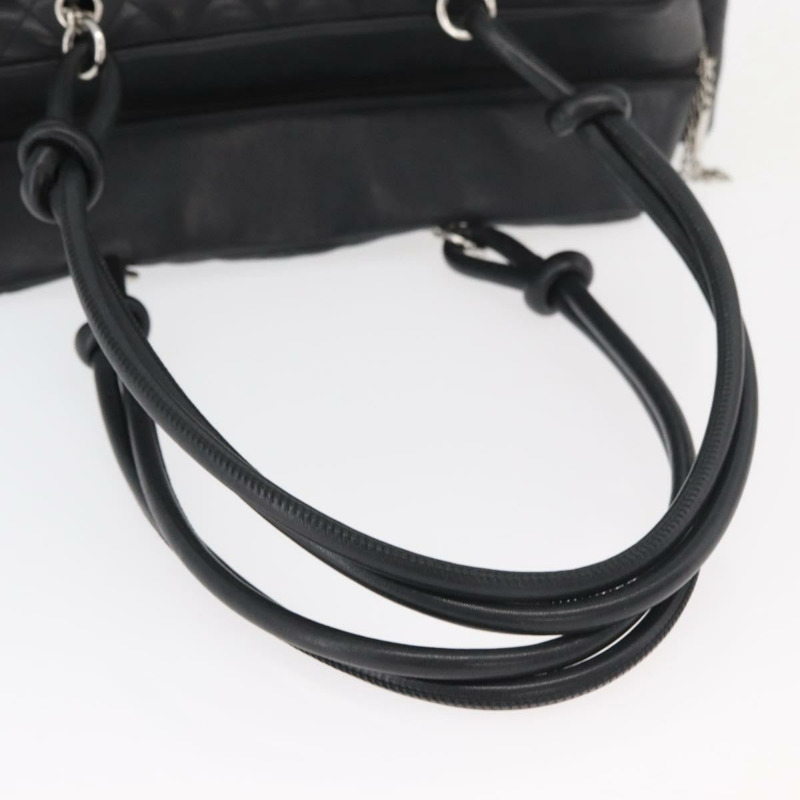 【日本直送】香奈兒 Cambon 系列絎縫波士頓包，黑色銀色雙C標誌皮革，正品編號 159886SAV-6