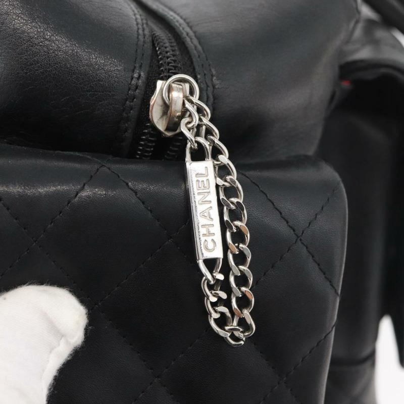 【日本直送】香奈兒 Cambon 系列絎縫波士頓包，黑色銀色雙C標誌皮革，正品編號 159886SAV-17