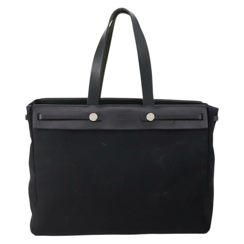 【日本直送】愛馬仕 Herbag Cabass GM 帆布手提包，兩用，黑色/銀色，正品 BAZ865A-1