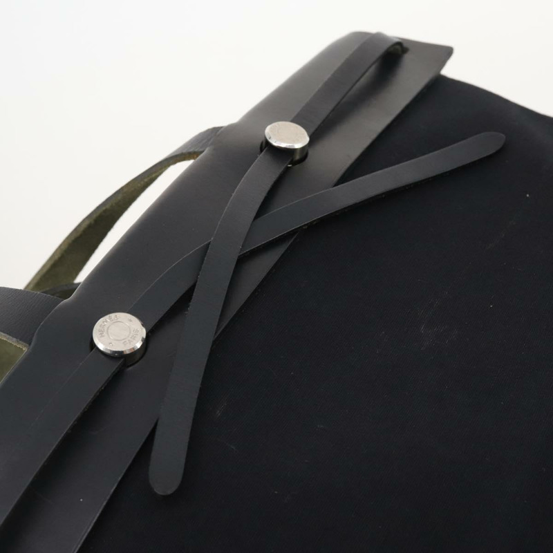 【日本直送】愛馬仕 Herbag Cabass GM 帆布手提包，兩用，黑色/銀色，正品 BAZ865A-9