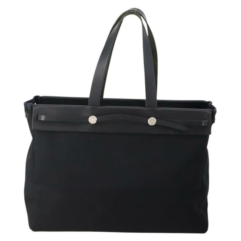 【日本直送】愛馬仕 Herbag Cabass GM 帆布手提包，兩用，黑色/銀色，正品 BAZ865A-12