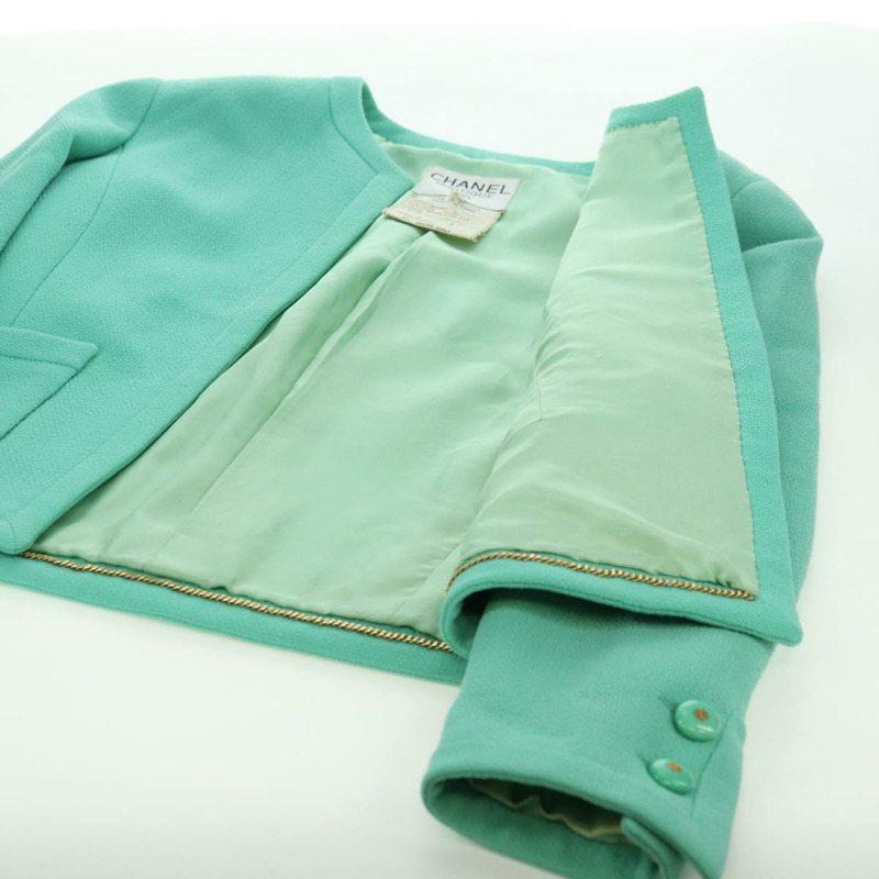 【日本直送】香奈兒外套半裙套裝 羊毛 綠色 CC Auth am11218A-4