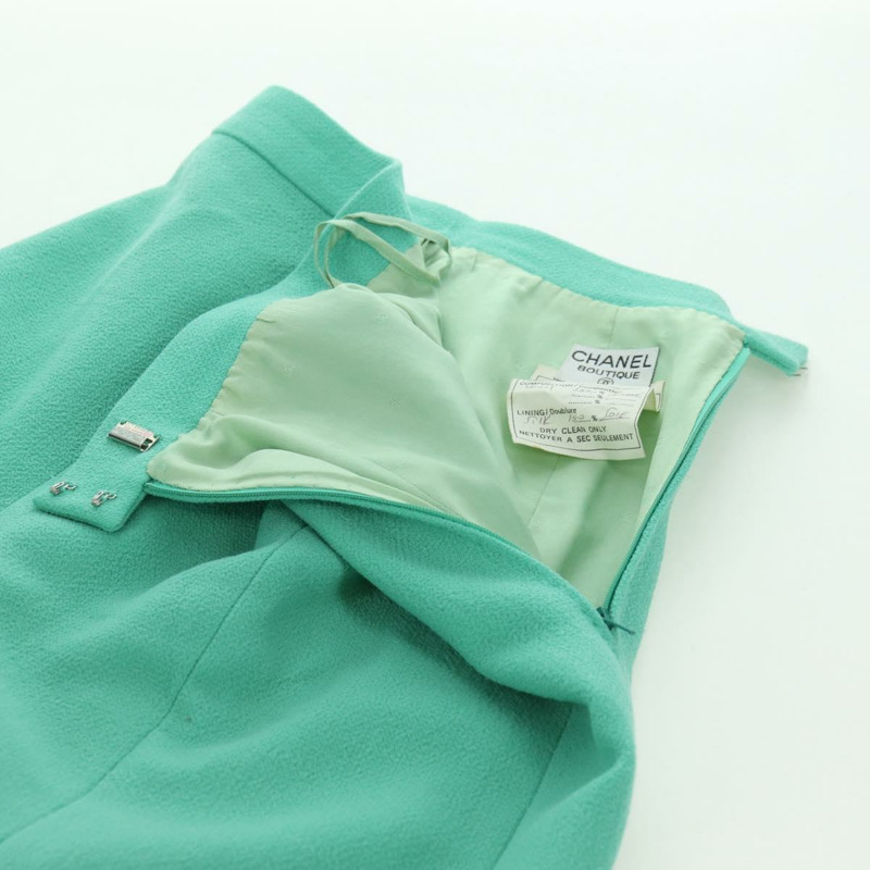 【日本直送】香奈兒外套半裙套裝 羊毛 綠色 CC Auth am11218A-9