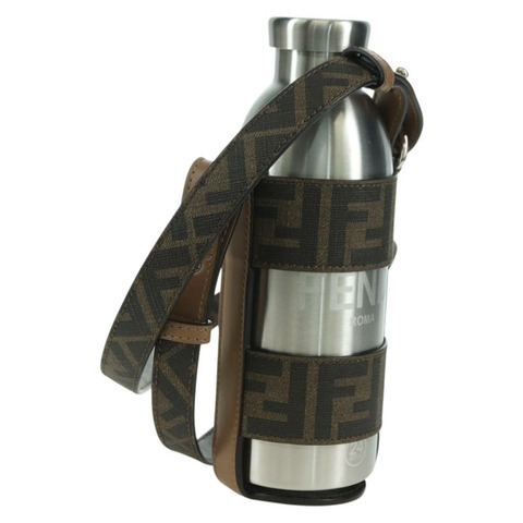 FENDI Zucca 帆布水瓶架 24Bottls 聯名款 黑色 Auth INZ021M