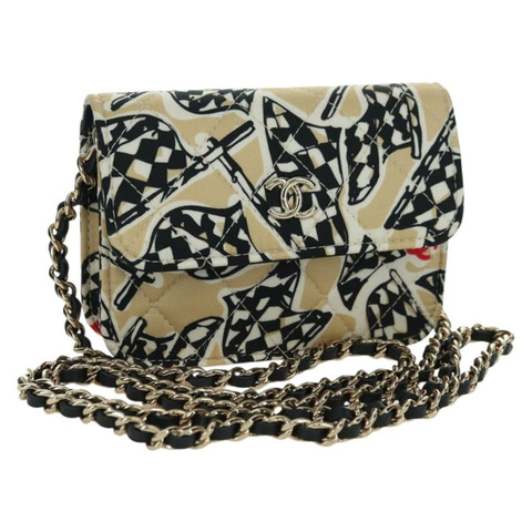 香奈兒 (CHANEL) 菱格紋旗鏈包，棉質米色，CC 認證 YKZ1020SAM