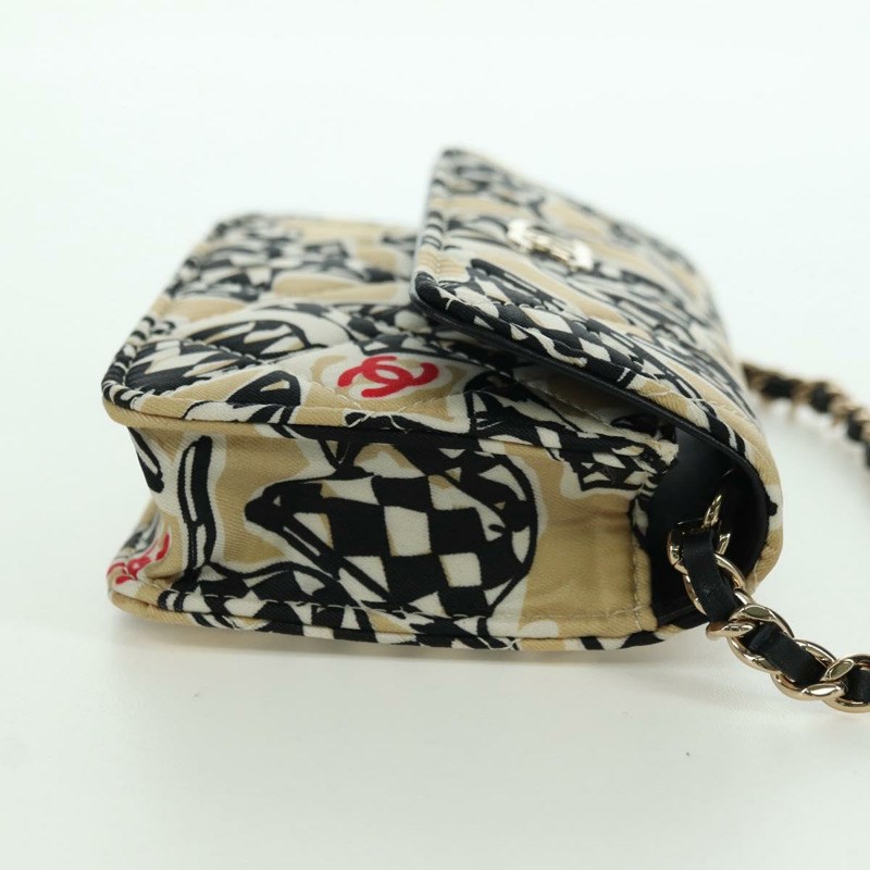 【日本直送】香奈兒 (CHANEL) 菱格紋旗鏈包，棉質米色，CC 認證 YKZ1020SAM-3