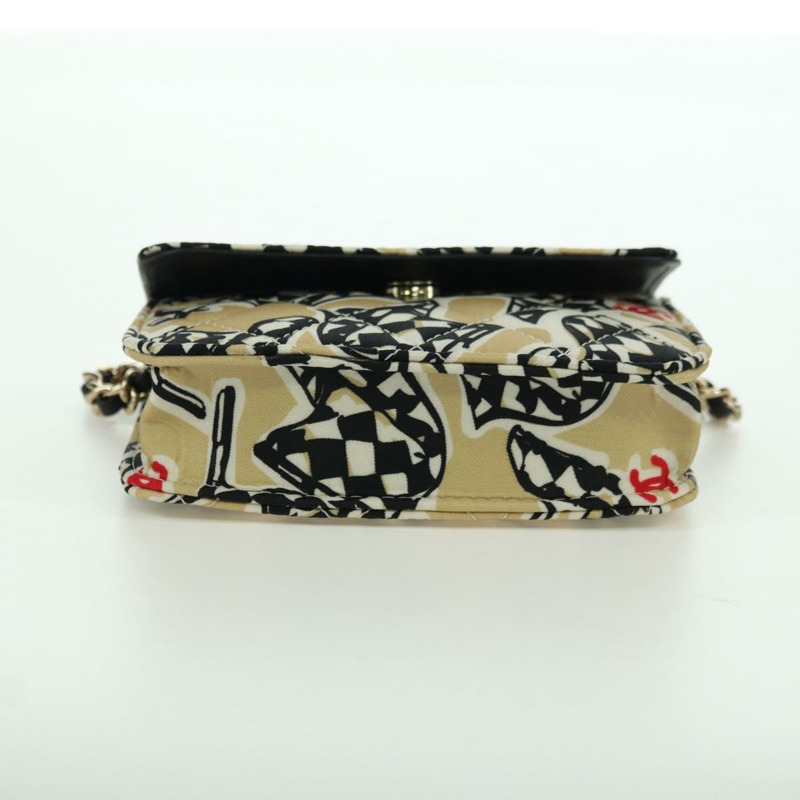 【日本直送】香奈兒 (CHANEL) 菱格紋旗鏈包，棉質米色，CC 認證 YKZ1020SAM-4