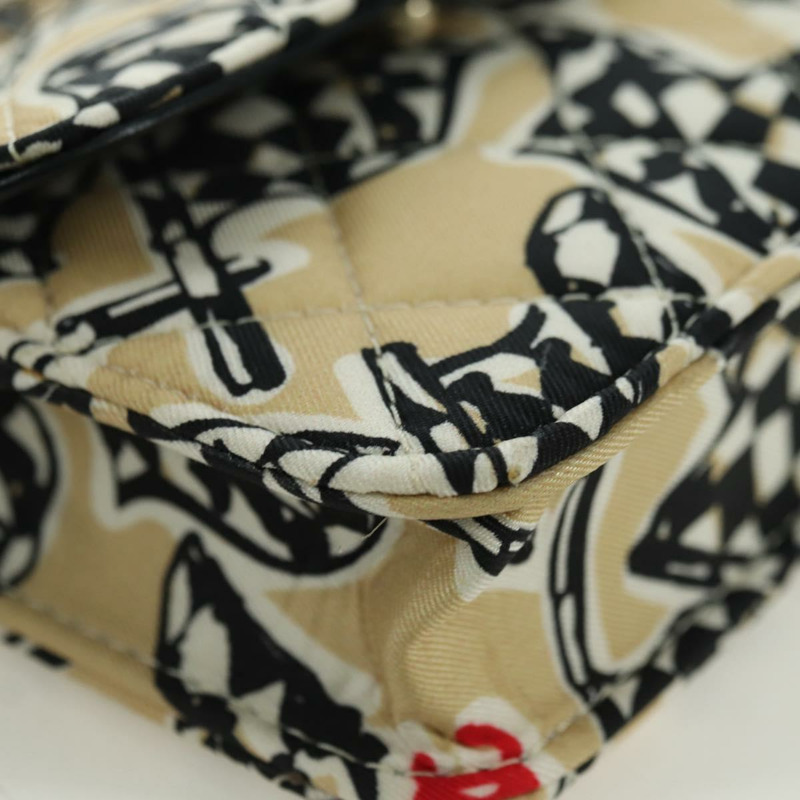 【日本直送】香奈兒 (CHANEL) 菱格紋旗鏈包，棉質米色，CC 認證 YKZ1020SAM-13