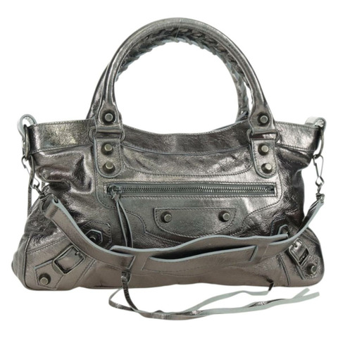 BALENCIAGA The First 手提包 皮革 2way 銀色 103208 正品 YKZ863SAM