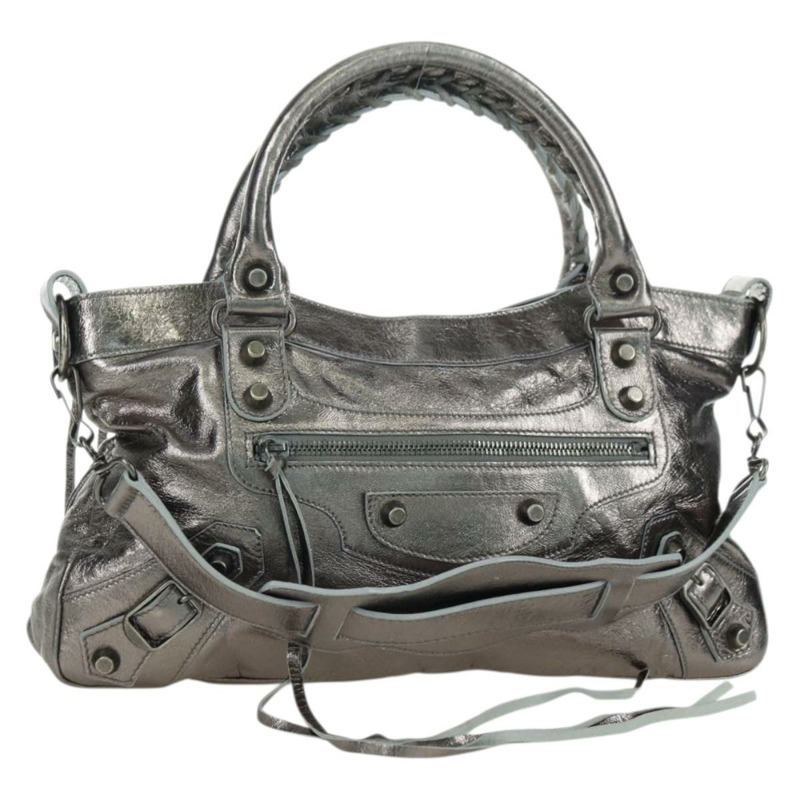 【日本直送】BALENCIAGA The First 手提包 皮革 2way 銀色 103208 正品 YKZ863SAM-0