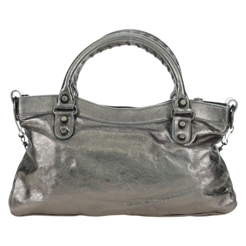 【日本直送】BALENCIAGA The First 手提包 皮革 2way 銀色 103208 正品 YKZ863SAM-1