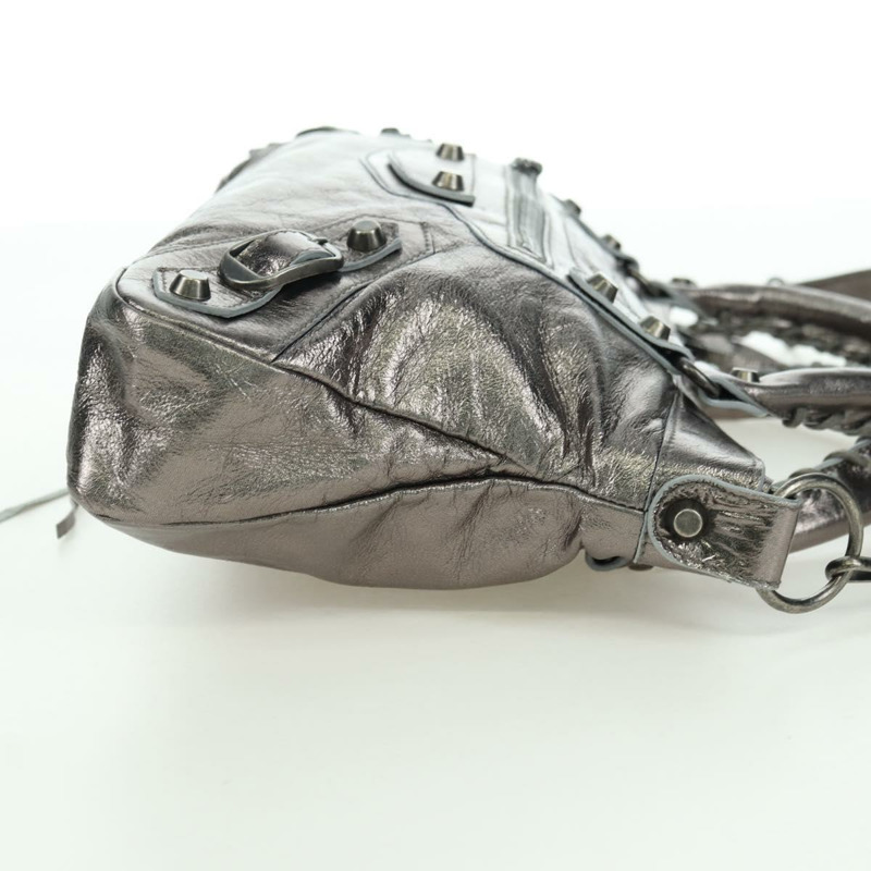 【日本直送】BALENCIAGA The First 手提包 皮革 2way 銀色 103208 正品 YKZ863SAM-3